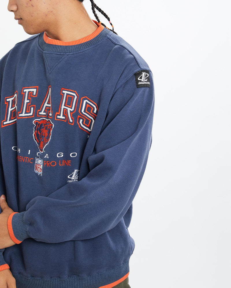 Vintage, 90s, NFL, Chicago, Bears, Sweatshirt, The Real Deal, size large, colour Navy, newtown, sydney, australia, thrift store, opshop, preloved, secondhand, sustainable, retro, antique, 70s, 80s, 90s, 2000s, 00s, fashion, clothing, streetwear, trendy, garment, style, boutique, store, shop, archive, sale, cheap, best, top, Sweats and hoodies