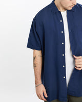 Vintage, Nautica, Linen, Short, Sleeve, Button, Up, Shirt, The Real Deal, size extra large, colour Navy, newtown, sydney, australia, thrift store, opshop, preloved, secondhand, sustainable, retro, antique, 70s, 80s, 90s, 2000s, 00s, fashion, clothing, streetwear, trendy, garment, style, boutique, store, shop, archive, sale, cheap, best, top, Shirts