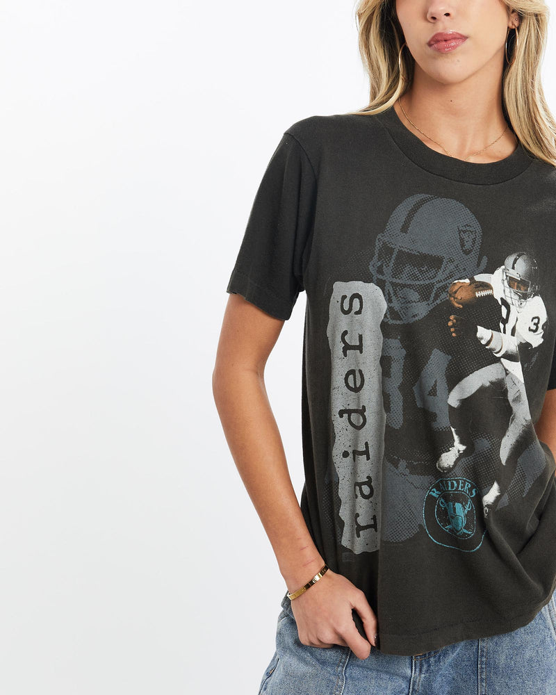 Vintage, 90s, NFL, Los, Angeles, Raiders, Tee, The Real Deal, size extra small, colour Black, newtown, sydney, australia, thrift store, opshop, preloved, secondhand, sustainable, retro, antique, 70s, 80s, 90s, 2000s, 00s, fashion, clothing, streetwear, trendy, garment, style, boutique, store, shop, archive, sale, cheap, best, top, T-Shirts