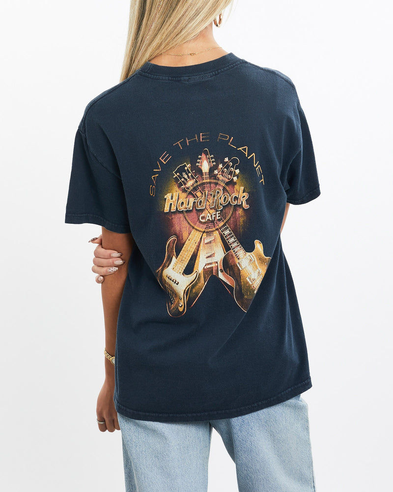 Vintage, Hard, Rock, Cafe, Tee, The Real Deal, size extra small, colour Navy, newtown, sydney, australia, thrift store, opshop, preloved, secondhand, sustainable, retro, antique, 70s, 80s, 90s, 2000s, 00s, fashion, clothing, streetwear, trendy, garment, style, boutique, store, shop, archive, sale, cheap, best, top, T-Shirts