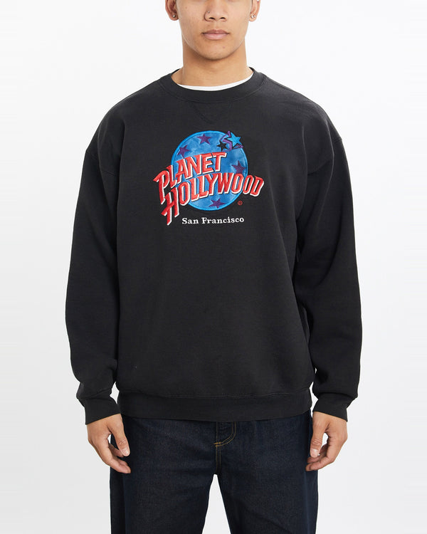 Vintage, 90s, Planet, Hollywood, Sweatshirt, The Real Deal, size large, colour Blue, newtown, sydney, australia, thrift store, opshop, preloved, secondhand, sustainable, retro, antique, 70s, 80s, 90s, 2000s, 00s, fashion, clothing, streetwear, trendy, garment, style, boutique, store, shop, archive, sale, cheap, best, top, Sweats and hoodies