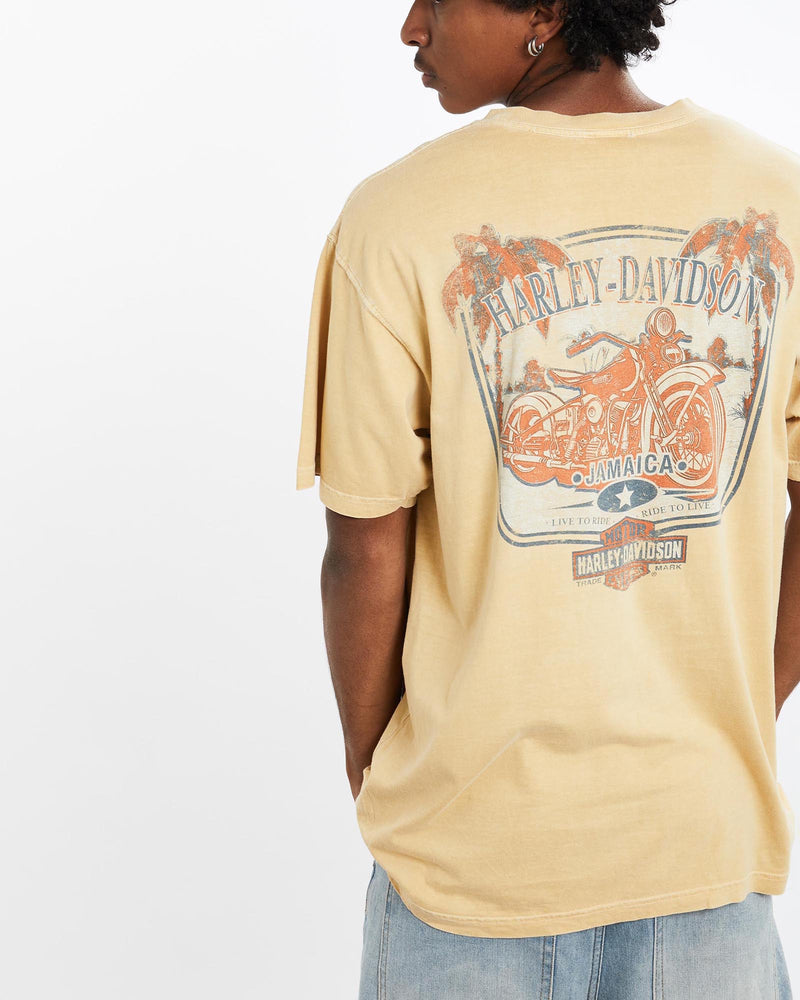 Vintage, Harley, Davidson, Tee, The Real Deal, size large, colour Yellow, newtown, sydney, australia, thrift store, opshop, preloved, secondhand, sustainable, retro, antique, 70s, 80s, 90s, 2000s, 00s, fashion, clothing, streetwear, trendy, garment, style, boutique, store, shop, archive, sale, cheap, best, top, T-Shirts