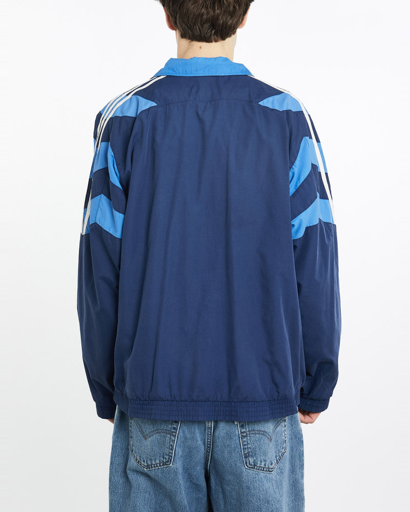 Vintage, 90s, Adidas, Track, Jacket, The Real Deal, size extra large, colour Blue, newtown, sydney, australia, thrift store, opshop, preloved, secondhand, sustainable, retro, antique, 70s, 80s, 90s, 2000s, 00s, fashion, clothing, streetwear, trendy, garment, style, boutique, store, shop, archive, sale, cheap, best, top, Jackets