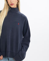Vintage, 90s, Ralph, Lauren, Polo, Sport, Mock, Neck, Sweatshirt, The Real Deal, size small, colour Navy, newtown, sydney, australia, thrift store, opshop, preloved, secondhand, sustainable, retro, antique, 70s, 80s, 90s, 2000s, 00s, fashion, clothing, streetwear, trendy, garment, style, boutique, store, shop, archive, sale, cheap, best, top, Sweats and hoodies