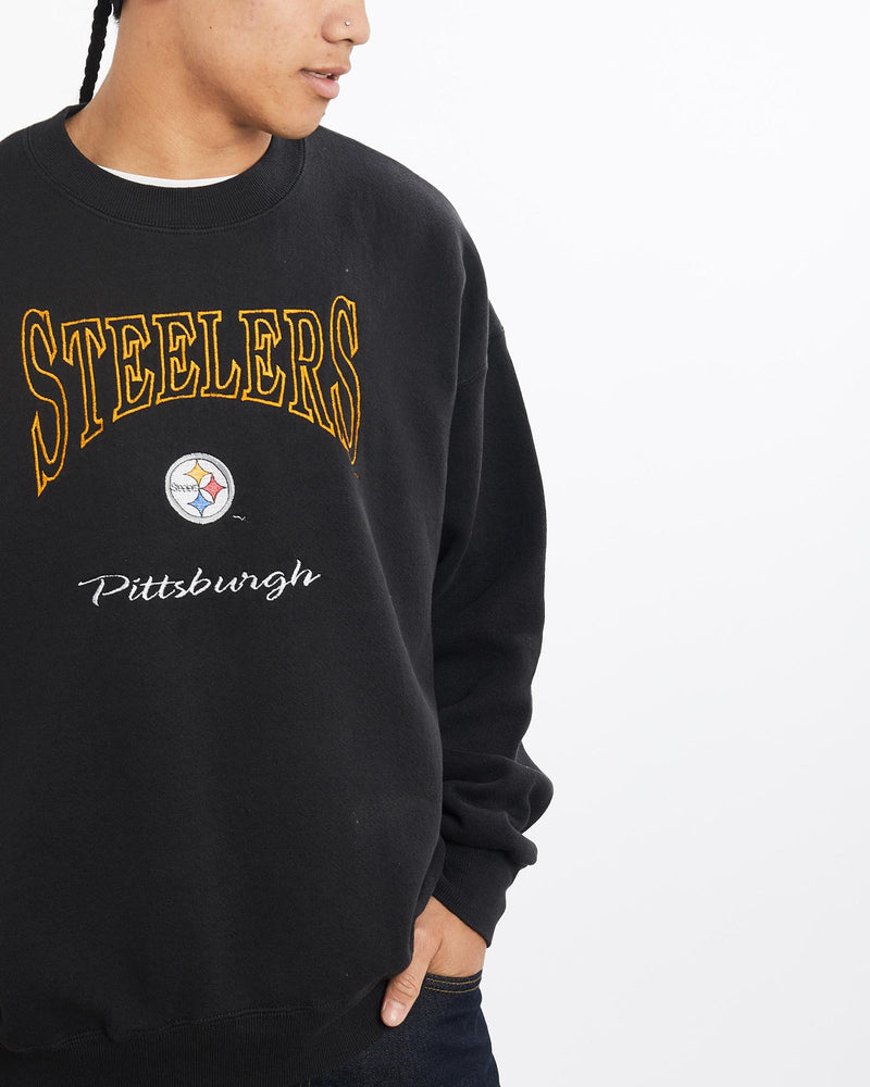 Vintage, NFL, Pittsburgh, Steelers, Sweatshirt, The Real Deal, size large, colour Black, newtown, sydney, australia, thrift store, opshop, preloved, secondhand, sustainable, retro, antique, 70s, 80s, 90s, 2000s, 00s, fashion, clothing, streetwear, trendy, garment, style, boutique, store, shop, archive, sale, cheap, best, top, Sweats and hoodies