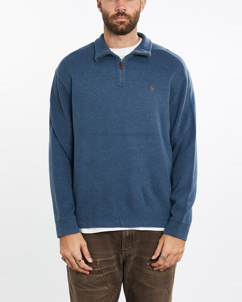Vintage, 90s, Polo, Ralph, Lauren, Quarter, Zip, Sweater, The Real Deal, size extra large, colour Blue, newtown, sydney, australia, thrift store, opshop, preloved, secondhand, sustainable, retro, antique, 70s, 80s, 90s, 2000s, 00s, fashion, clothing, streetwear, trendy, garment, style, boutique, store, shop, archive, sale, cheap, best, top, Sweats and hoodies