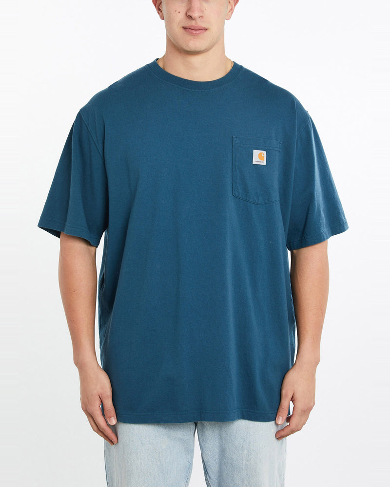 Vintage, Carhartt, Pocket, Tee, The Real Deal, size double extra large, colour Blue, newtown, sydney, australia, thrift store, opshop, preloved, secondhand, sustainable, retro, antique, 70s, 80s, 90s, 2000s, 00s, fashion, clothing, streetwear, trendy, garment, style, boutique, store, shop, archive, sale, cheap, best, top, T-Shirts