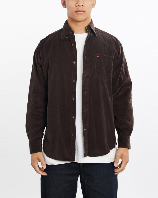 Vintage, Tommy, Hilfiger, Corduroy, Button, Up, Shirt, The Real Deal, size medium, colour Brown, newtown, sydney, australia, thrift store, opshop, preloved, secondhand, sustainable, retro, antique, 70s, 80s, 90s, 2000s, 00s, fashion, clothing, streetwear, trendy, garment, style, boutique, store, shop, archive, sale, cheap, best, top, Shirts