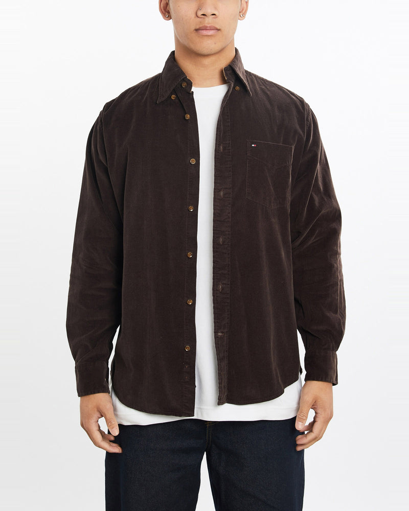 Vintage, Tommy, Hilfiger, Corduroy, Button, Up, Shirt, The Real Deal, size medium, colour Brown, newtown, sydney, australia, thrift store, opshop, preloved, secondhand, sustainable, retro, antique, 70s, 80s, 90s, 2000s, 00s, fashion, clothing, streetwear, trendy, garment, style, boutique, store, shop, archive, sale, cheap, best, top, Shirts