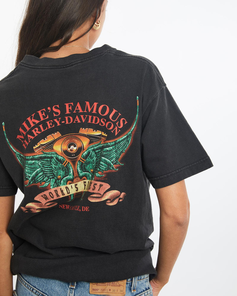 Vintage, Harley, Davidson, Tee, The Real Deal, size small, colour Black, newtown, sydney, australia, thrift store, opshop, preloved, secondhand, sustainable, retro, antique, 70s, 80s, 90s, 2000s, 00s, fashion, clothing, streetwear, trendy, garment, style, boutique, store, shop, archive, sale, cheap, best, top, T-Shirts