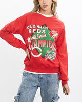 Vintage, 1990, MLB, Cincinnati, Reds, Sweatshirt, The Real Deal, size extra small, colour Red, newtown, sydney, australia, thrift store, opshop, preloved, secondhand, sustainable, retro, antique, 70s, 80s, 90s, 2000s, 00s, fashion, clothing, streetwear, trendy, garment, style, boutique, store, shop, archive, sale, cheap, best, top, Sweats and hoodies