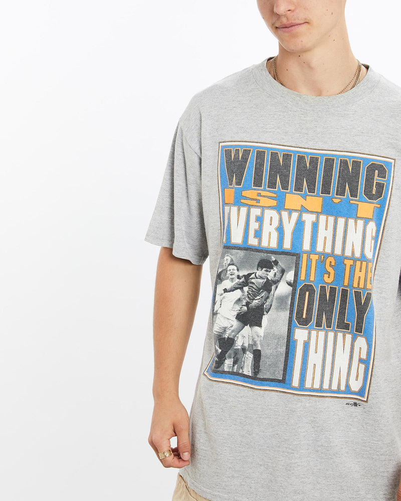 Vintage, Winning, Isn't, Everything', Soccer, Tee, The Real Deal, size large, colour Grey, newtown, sydney, australia, thrift store, opshop, preloved, secondhand, sustainable, retro, antique, 70s, 80s, 90s, 2000s, 00s, fashion, clothing, streetwear, trendy, garment, style, boutique, store, shop, archive, sale, cheap, best, top, T-Shirts