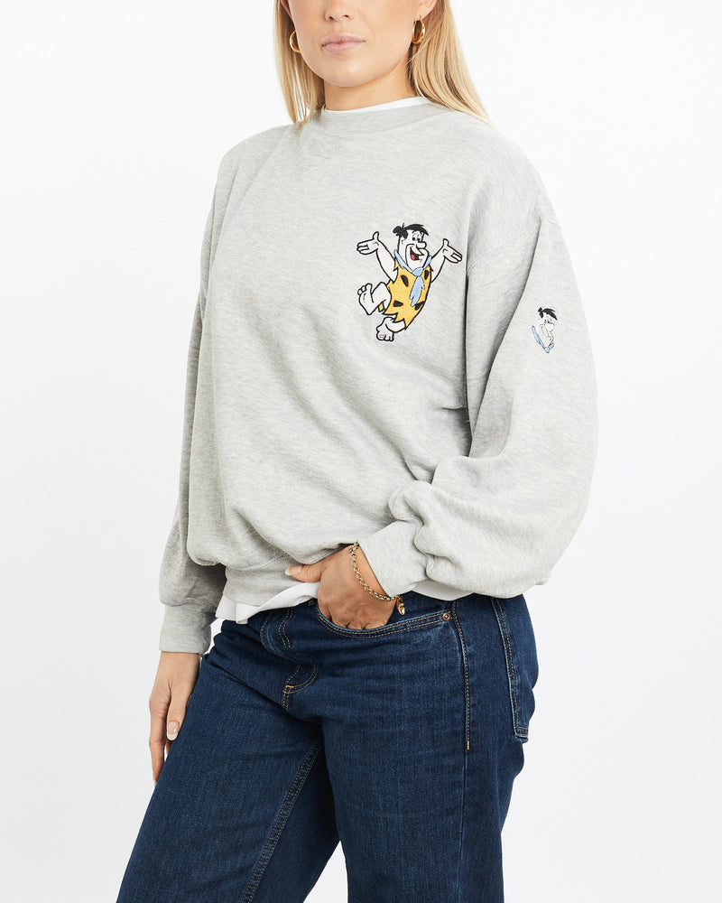 Vintage, 90s, Fred, Flintstone, Cartoon, Sweatshirt, The Real Deal, size medium, colour Grey, newtown, sydney, australia, thrift store, opshop, preloved, secondhand, sustainable, retro, antique, 70s, 80s, 90s, 2000s, 00s, fashion, clothing, streetwear, trendy, garment, style, boutique, store, shop, archive, sale, cheap, best, top, Sweats and hoodies