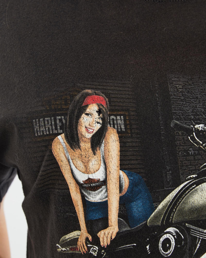 Harley, Davidson, Tee, The Real Deal, size medium, colour Black, newtown, sydney, australia, thrift store, opshop, preloved, secondhand, sustainable, retro, antique, 70s, 80s, 90s, 2000s, 00s, fashion, clothing, streetwear, trendy, garment, style, boutique, store, shop, archive, sale, cheap, best, top, T-Shirts