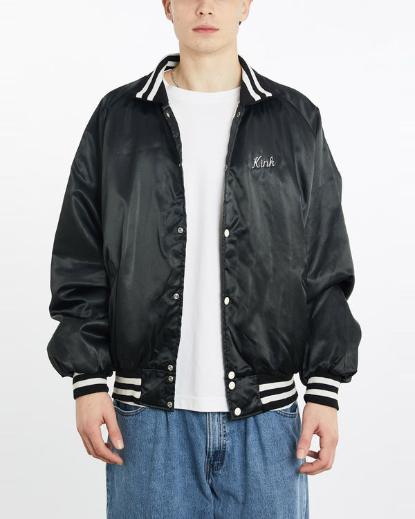 Vintage, 90s, Satin, Bomber, Jacket, The Real Deal, size extra large, colour Black, newtown, sydney, australia, thrift store, opshop, preloved, secondhand, sustainable, retro, antique, 70s, 80s, 90s, 2000s, 00s, fashion, clothing, streetwear, trendy, garment, style, boutique, store, shop, archive, sale, cheap, best, top, Jackets