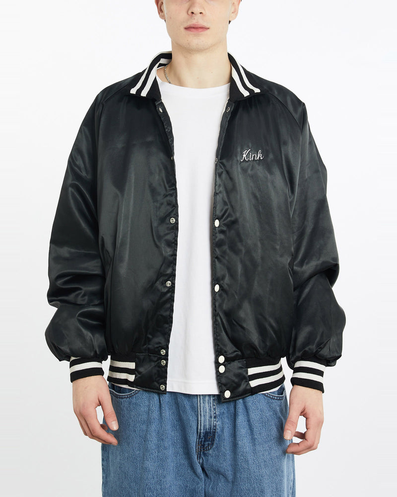 Vintage, 90s, Satin, Bomber, Jacket, The Real Deal, size extra large, colour Black, newtown, sydney, australia, thrift store, opshop, preloved, secondhand, sustainable, retro, antique, 70s, 80s, 90s, 2000s, 00s, fashion, clothing, streetwear, trendy, garment, style, boutique, store, shop, archive, sale, cheap, best, top, Jackets