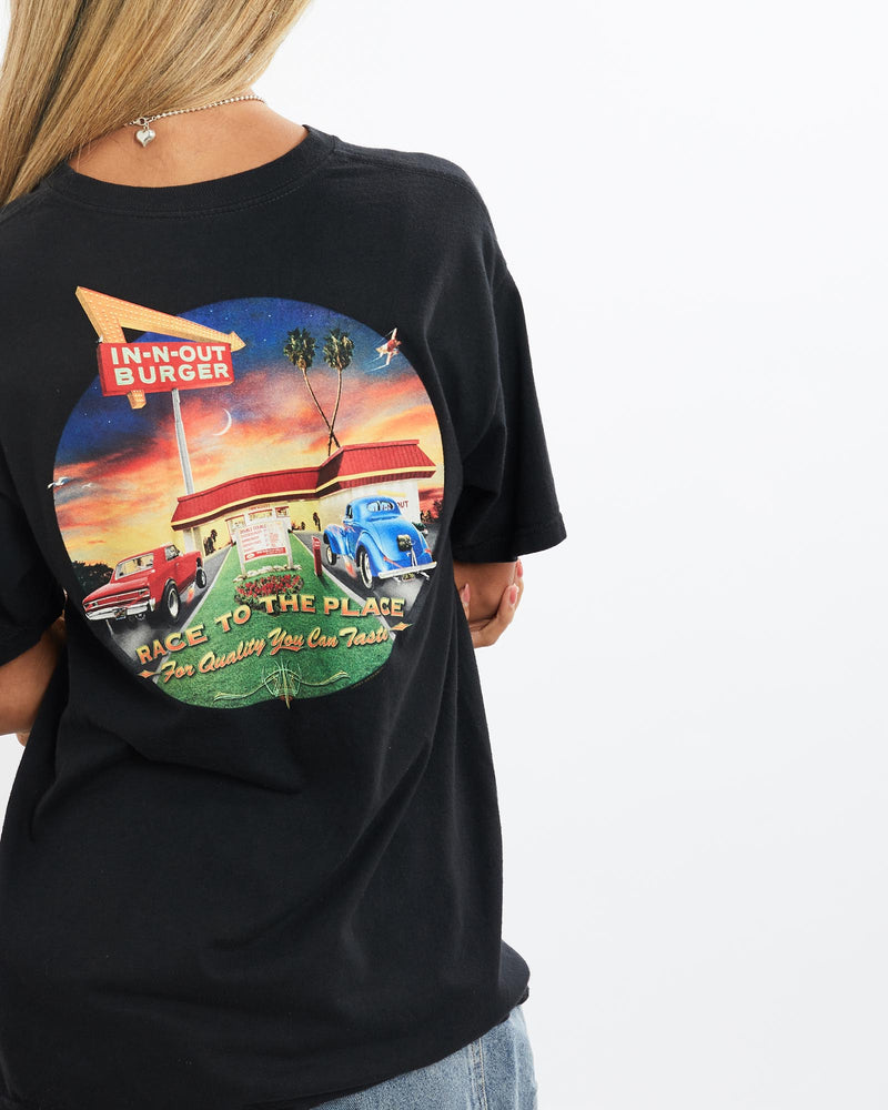 Vintage, In-N-Out, Burger, Tee, The Real Deal, size small, colour Black, newtown, sydney, australia, thrift store, opshop, preloved, secondhand, sustainable, retro, antique, 70s, 80s, 90s, 2000s, 00s, fashion, clothing, streetwear, trendy, garment, style, boutique, store, shop, archive, sale, cheap, best, top, T-Shirts
