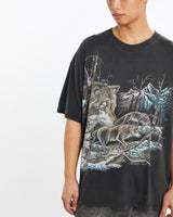 Vintage, 1995, Wolf, Wildlife, Tee, The Real Deal, size large, colour Black, newtown, sydney, australia, thrift store, opshop, preloved, secondhand, sustainable, retro, antique, 70s, 80s, 90s, 2000s, 00s, fashion, clothing, streetwear, trendy, garment, style, boutique, store, shop, archive, sale, cheap, best, top, T-Shirts