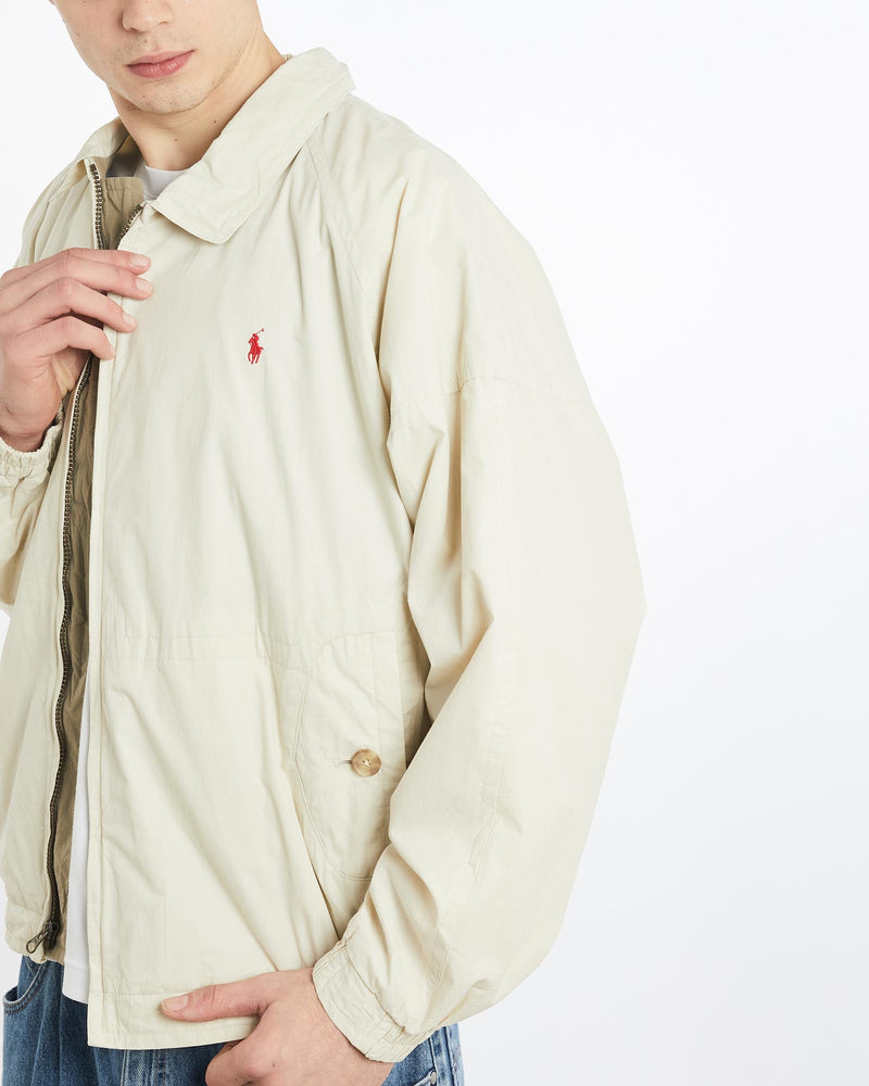 Vintage, 90s, Polo, Ralph, Lauren, Harrington, Jacket, The Real Deal, size extra large, colour Beige, newtown, sydney, australia, thrift store, opshop, preloved, secondhand, sustainable, retro, antique, 70s, 80s, 90s, 2000s, 00s, fashion, clothing, streetwear, trendy, garment, style, boutique, store, shop, archive, sale, cheap, best, top, Jackets