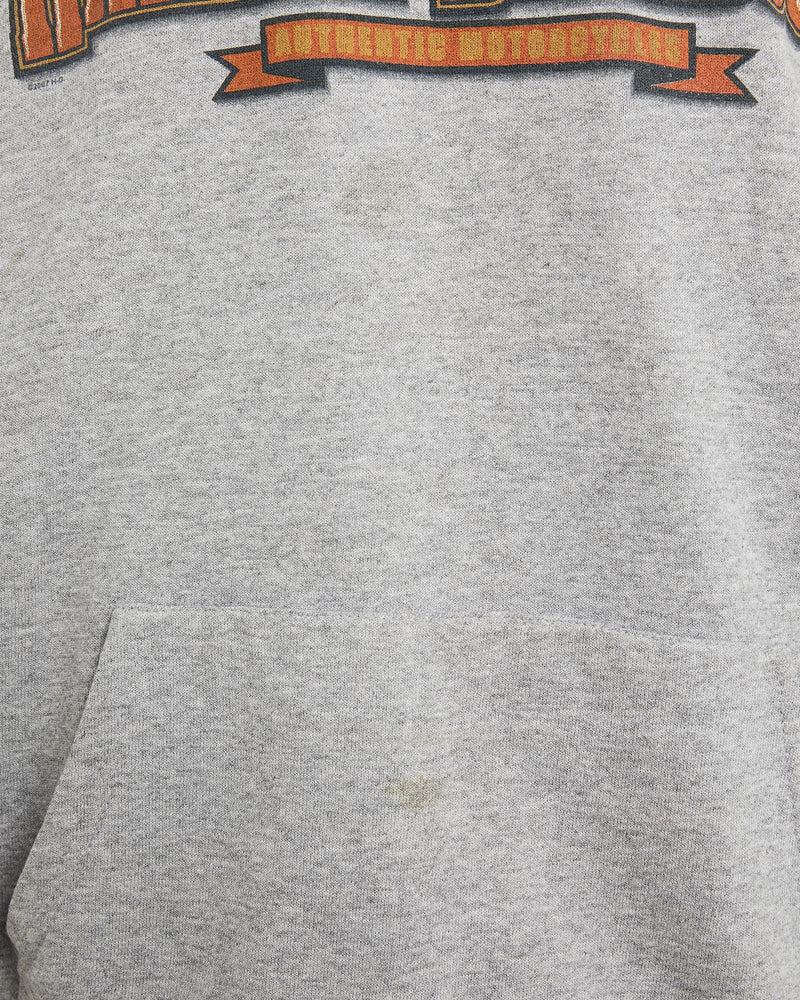 Vintage, Harley, Davidson, Hooded, Sweatshirt, The Real Deal, size extra large, colour Grey, newtown, sydney, australia, thrift store, opshop, preloved, secondhand, sustainable, retro, antique, 70s, 80s, 90s, 2000s, 00s, fashion, clothing, streetwear, trendy, garment, style, boutique, store, shop, archive, sale, cheap, best, top, Sweats and hoodies