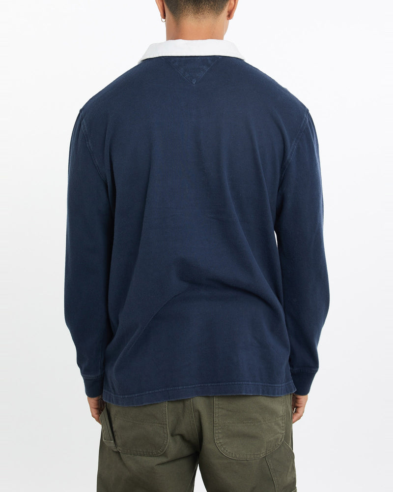 Vintage, Tommy, Hilfiger, Rugby, Shirt, The Real Deal, size large, colour Navy, newtown, sydney, australia, thrift store, opshop, preloved, secondhand, sustainable, retro, antique, 70s, 80s, 90s, 2000s, 00s, fashion, clothing, streetwear, trendy, garment, style, boutique, store, shop, archive, sale, cheap, best, top, Shirts