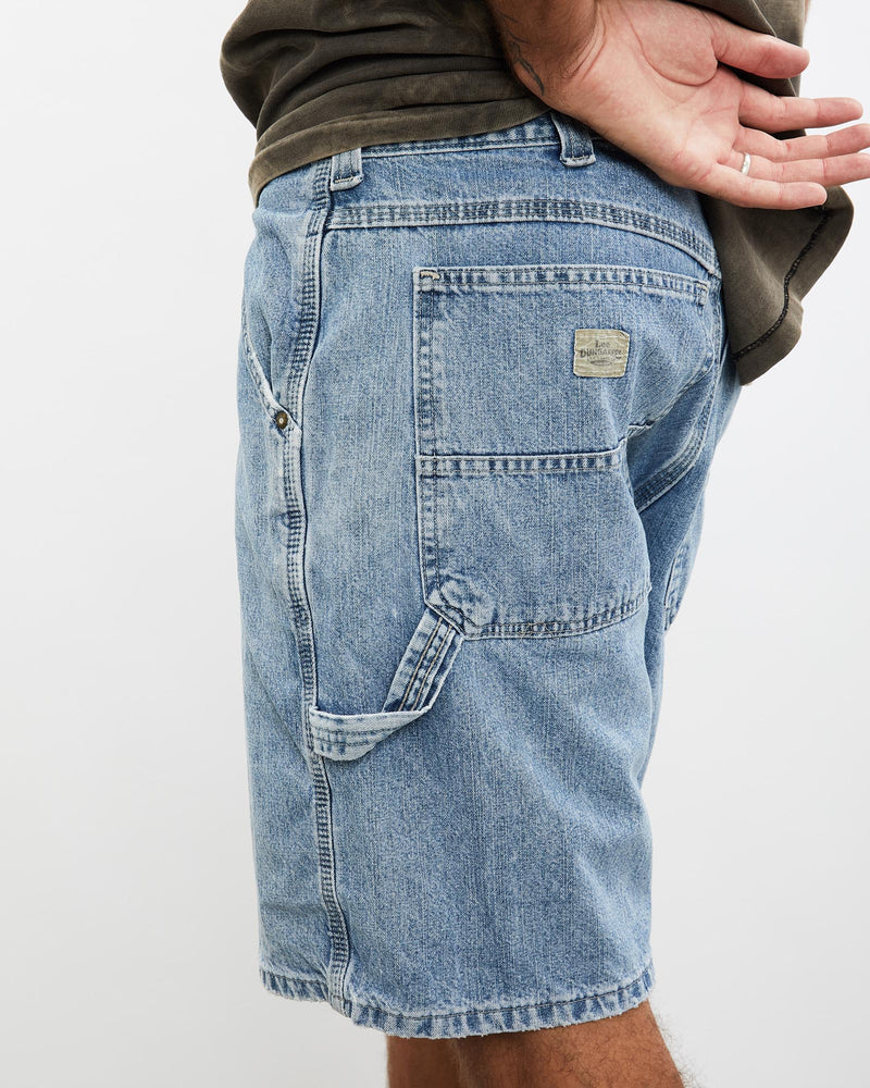 Vintage, Lee, Carpenter, Denim, Shorts, The Real Deal, size 35", colour Blue, newtown, sydney, australia, thrift store, opshop, preloved, secondhand, sustainable, retro, antique, 70s, 80s, 90s, 2000s, 00s, fashion, clothing, streetwear, trendy, garment, style, boutique, store, shop, archive, sale, cheap, best, top, Shorts