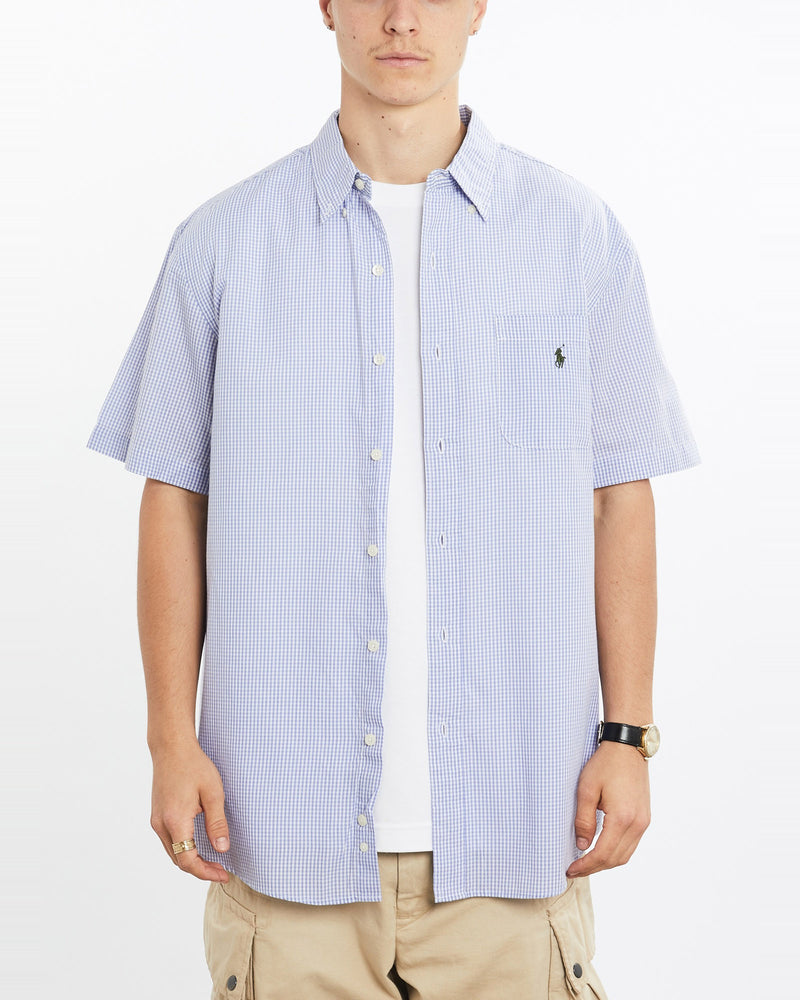 Vintage, 90s, Polo, Ralph, Lauren, Short, Sleeve, Button, Up, Shirt, The Real Deal, size large, colour Purple, newtown, sydney, australia, thrift store, opshop, preloved, secondhand, sustainable, retro, antique, 70s, 80s, 90s, 2000s, 00s, fashion, clothing, streetwear, trendy, garment, style, boutique, store, shop, archive, sale, cheap, best, top, Shirts