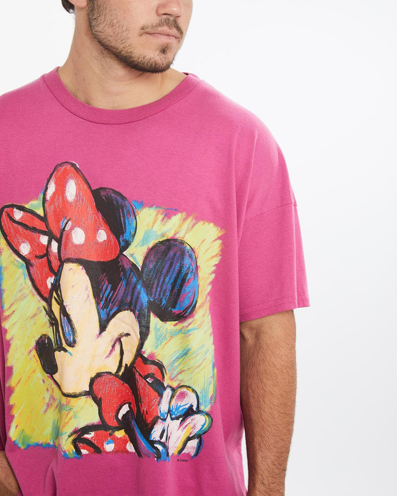 Vintage, 90s, Disney, Minnie, Mouse, Tee, The Real Deal, size large, colour Pink, newtown, sydney, australia, thrift store, opshop, preloved, secondhand, sustainable, retro, antique, 70s, 80s, 90s, 2000s, 00s, fashion, clothing, streetwear, trendy, garment, style, boutique, store, shop, archive, sale, cheap, best, top, T-Shirts