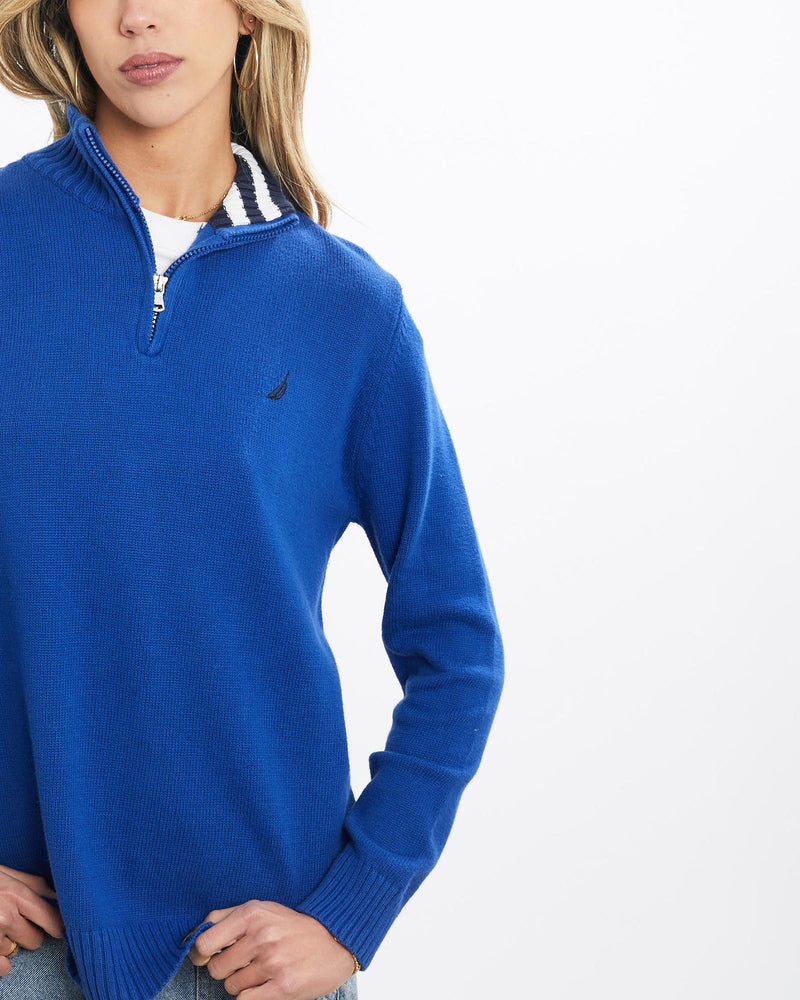 Vintage, Nautica, Quarter, Zip, Sweater, The Real Deal, size extra small, colour Blue, newtown, sydney, australia, thrift store, opshop, preloved, secondhand, sustainable, retro, antique, 70s, 80s, 90s, 2000s, 00s, fashion, clothing, streetwear, trendy, garment, style, boutique, store, shop, archive, sale, cheap, best, top, Sweats and hoodies