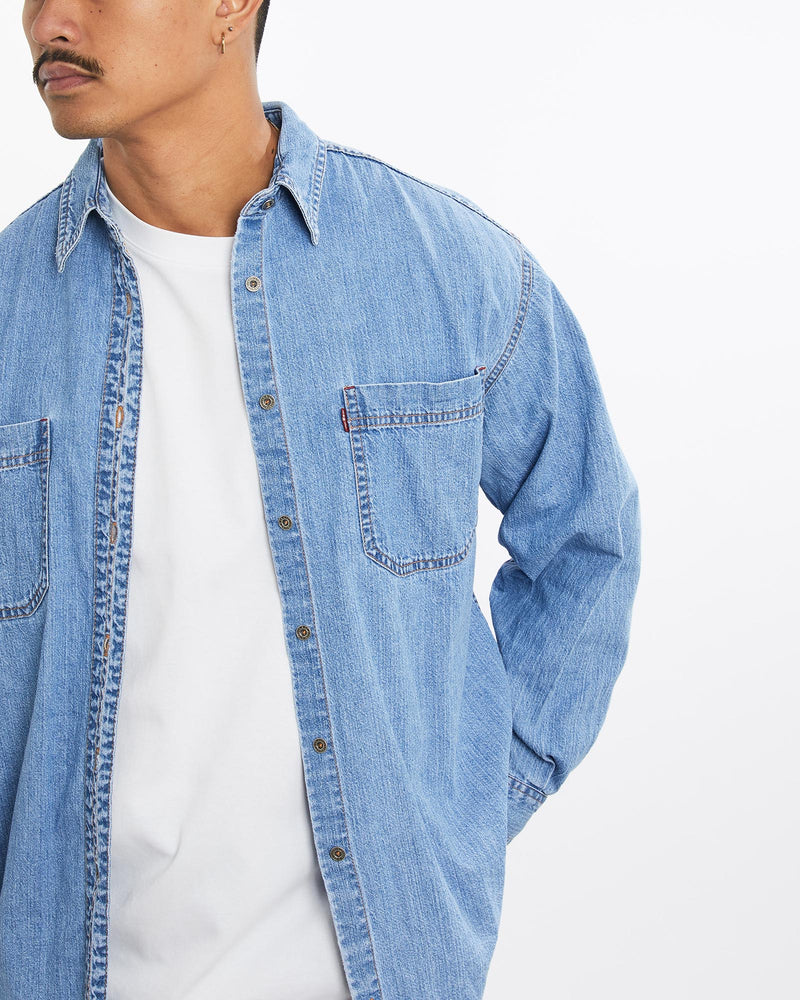 Vintage, 90s, Levi's, Denim, Button, Up, Shirt, The Real Deal, size medium, colour Blue, newtown, sydney, australia, thrift store, opshop, preloved, secondhand, sustainable, retro, antique, 70s, 80s, 90s, 2000s, 00s, fashion, clothing, streetwear, trendy, garment, style, boutique, store, shop, archive, sale, cheap, best, top, Shirts