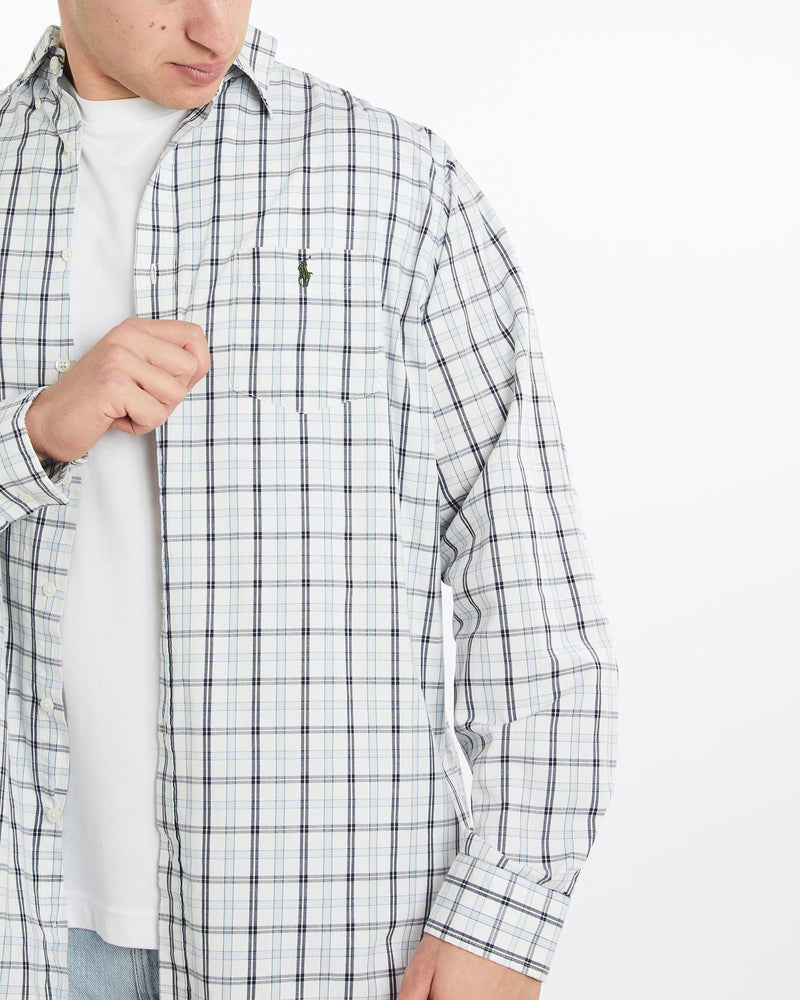 Vintage, 90s, Polo, Ralph, Lauren, Button, Up, Shirt, The Real Deal, size double extra large, colour Blue, newtown, sydney, australia, thrift store, opshop, preloved, secondhand, sustainable, retro, antique, 70s, 80s, 90s, 2000s, 00s, fashion, clothing, streetwear, trendy, garment, style, boutique, store, shop, archive, sale, cheap, best, top, Shirts