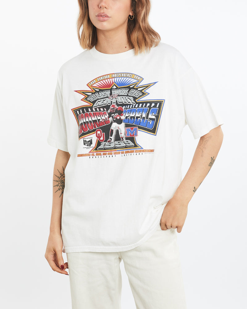Vintage 1999 NCAA Sooners vs Rebels Independence Bowl Tee <br>L , The Real Deal , newtown, sydney, australia, thrift store, opshop, preloved, secondhand, sustainable, retro, antique, 70s, 80s, 90s, 2000s, 00s, fashion, clothing, streetwear, trendy, garment, style, boutique, store, shop, archive, sale, cheap, best, top