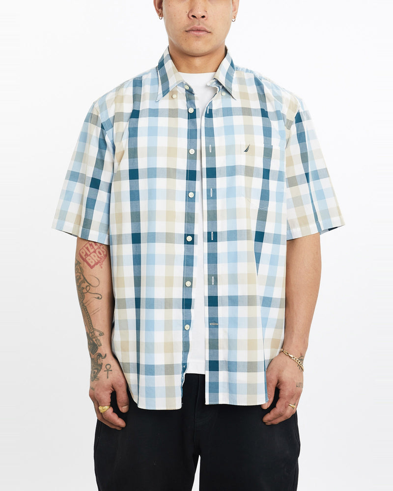 Vintage, Nautica, Short, Sleeve, Button, Up, Shirt, The Real Deal, size extra large, colour Multicolour, newtown, sydney, australia, thrift store, opshop, preloved, secondhand, sustainable, retro, antique, 70s, 80s, 90s, 2000s, 00s, fashion, clothing, streetwear, trendy, garment, style, boutique, store, shop, archive, sale, cheap, best, top, Shirts