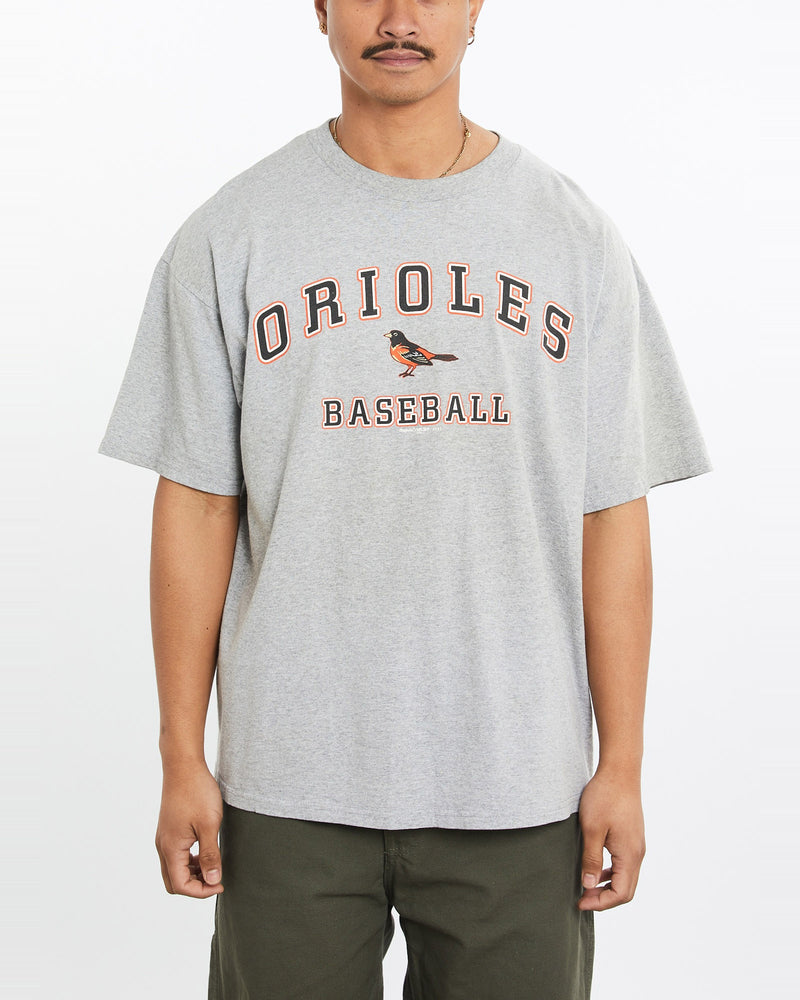 Vintage, MLB, Baltimore, Orioles, Tee, The Real Deal, size large, colour Grey, newtown, sydney, australia, thrift store, opshop, preloved, secondhand, sustainable, retro, antique, 70s, 80s, 90s, 2000s, 00s, fashion, clothing, streetwear, trendy, garment, style, boutique, store, shop, archive, sale, cheap, best, top, T-Shirts