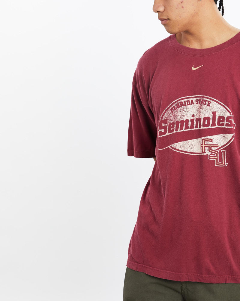 Vintage, Nike, NCAA, Florida, State, Seminoles, Tee, The Real Deal, size large, colour Burgundy, newtown, sydney, australia, thrift store, opshop, preloved, secondhand, sustainable, retro, antique, 70s, 80s, 90s, 2000s, 00s, fashion, clothing, streetwear, trendy, garment, style, boutique, store, shop, archive, sale, cheap, best, top, T-Shirts