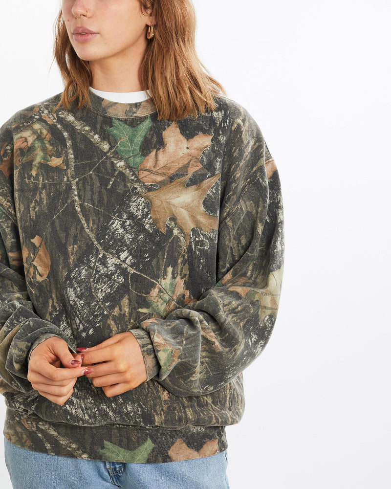 Vintage, 90s, Realtree, Camo, Sweatshirt, The Real Deal, size medium, colour Brown, newtown, sydney, australia, thrift store, opshop, preloved, secondhand, sustainable, retro, antique, 70s, 80s, 90s, 2000s, 00s, fashion, clothing, streetwear, trendy, garment, style, boutique, store, shop, archive, sale, cheap, best, top, Sweats and hoodies