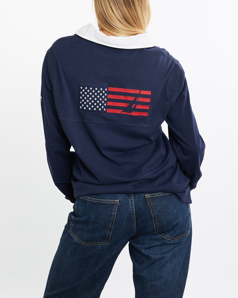 Vintage, Nautica, Rugby, Shirt, The Real Deal, size medium, colour Navy, newtown, sydney, australia, thrift store, opshop, preloved, secondhand, sustainable, retro, antique, 70s, 80s, 90s, 2000s, 00s, fashion, clothing, streetwear, trendy, garment, style, boutique, store, shop, archive, sale, cheap, best, top, Shirts