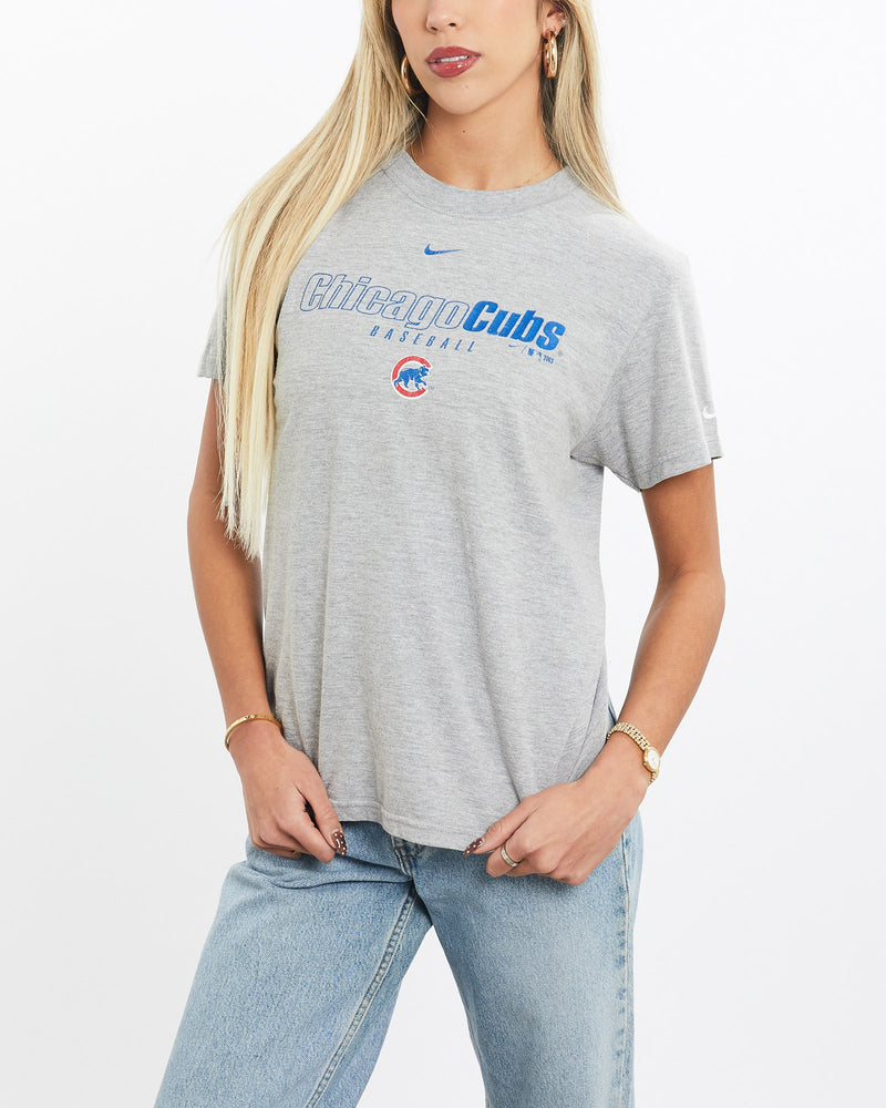 Vintage, Nike, MLB, Chicago, Cubs, Tee, The Real Deal, size extra small, colour Grey, newtown, sydney, australia, thrift store, opshop, preloved, secondhand, sustainable, retro, antique, 70s, 80s, 90s, 2000s, 00s, fashion, clothing, streetwear, trendy, garment, style, boutique, store, shop, archive, sale, cheap, best, top, T-Shirts