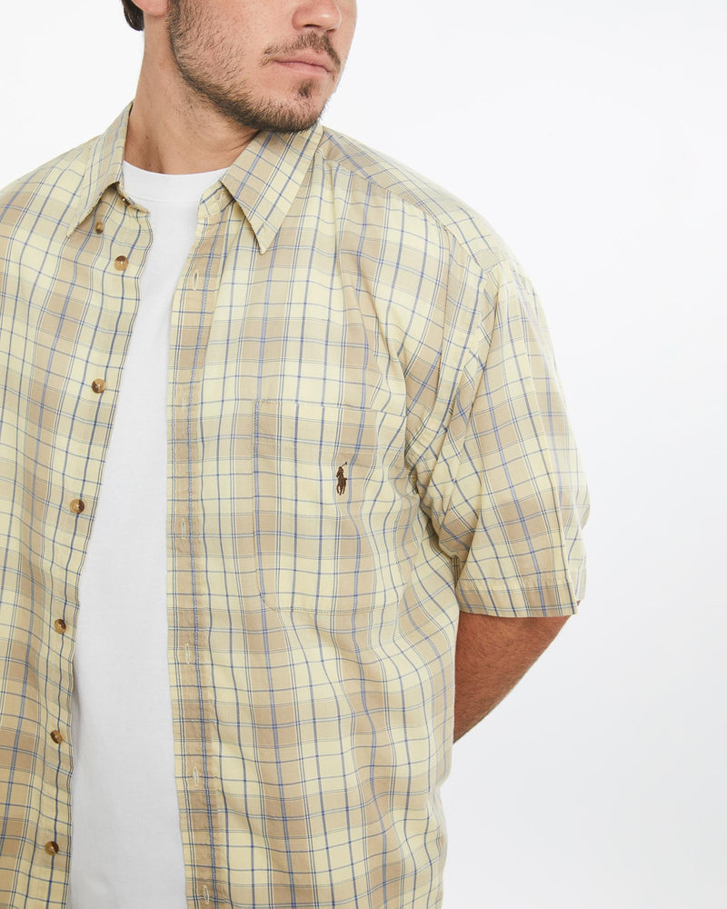 Vintage, 90s, Polo, Ralph, Lauren, Short, Sleeve, Button, Up, Shirt, The Real Deal, size large, colour Yellow, newtown, sydney, australia, thrift store, opshop, preloved, secondhand, sustainable, retro, antique, 70s, 80s, 90s, 2000s, 00s, fashion, clothing, streetwear, trendy, garment, style, boutique, store, shop, archive, sale, cheap, best, top, Shirts