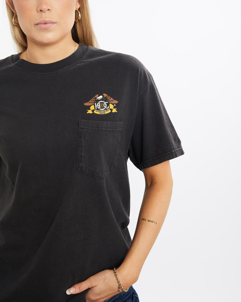 Vintage, Harley, Davidson, Owners, Group, Tee, The Real Deal, size medium, colour Black, newtown, sydney, australia, thrift store, opshop, preloved, secondhand, sustainable, retro, antique, 70s, 80s, 90s, 2000s, 00s, fashion, clothing, streetwear, trendy, garment, style, boutique, store, shop, archive, sale, cheap, best, top, T-Shirts