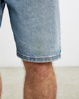 Vintage, Wrangler, Denim, Shorts, The Real Deal, size 33", colour Blue, newtown, sydney, australia, thrift store, opshop, preloved, secondhand, sustainable, retro, antique, 70s, 80s, 90s, 2000s, 00s, fashion, clothing, streetwear, trendy, garment, style, boutique, store, shop, archive, sale, cheap, best, top, Shorts