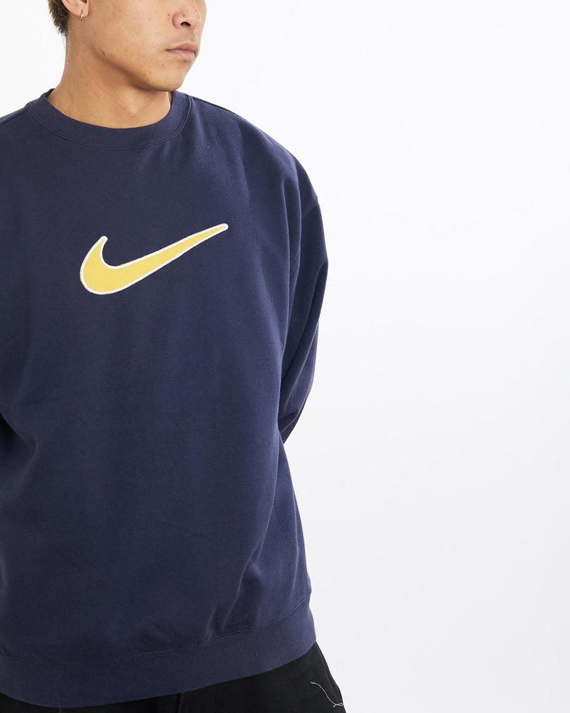 Vintage, 90s, Nike, Sweatshirt, The Real Deal, size extra large, colour Navy, newtown, sydney, australia, thrift store, opshop, preloved, secondhand, sustainable, retro, antique, 70s, 80s, 90s, 2000s, 00s, fashion, clothing, streetwear, trendy, garment, style, boutique, store, shop, archive, sale, cheap, best, top, Sweats and hoodies