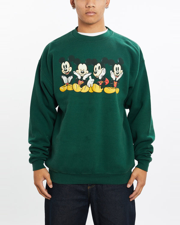 Vintage, 90s, Disney, Mickey, Mouse, Sweatshirt, The Real Deal, size large, colour Green, newtown, sydney, australia, thrift store, opshop, preloved, secondhand, sustainable, retro, antique, 70s, 80s, 90s, 2000s, 00s, fashion, clothing, streetwear, trendy, garment, style, boutique, store, shop, archive, sale, cheap, best, top, Sweats and hoodies