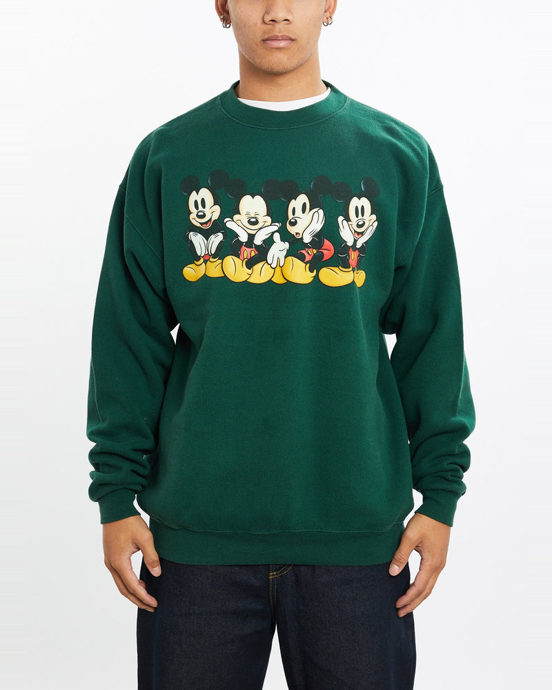Vintage, 90s, Disney, Mickey, Mouse, Sweatshirt, The Real Deal, size large, colour Green, newtown, sydney, australia, thrift store, opshop, preloved, secondhand, sustainable, retro, antique, 70s, 80s, 90s, 2000s, 00s, fashion, clothing, streetwear, trendy, garment, style, boutique, store, shop, archive, sale, cheap, best, top, Sweats and hoodies