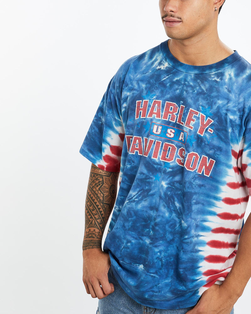 Vintage, 90s, Harley, Davidson, Tie, Dye, Tee, The Real Deal, size extra large, colour Multicolour, newtown, sydney, australia, thrift store, opshop, preloved, secondhand, sustainable, retro, antique, 70s, 80s, 90s, 2000s, 00s, fashion, clothing, streetwear, trendy, garment, style, boutique, store, shop, archive, sale, cheap, best, top, T-Shirts