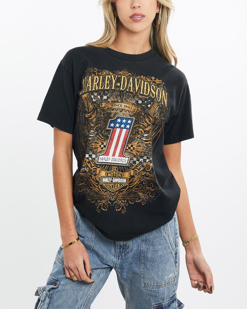 Vintage, Harley, Davidson, Tee, The Real Deal, size extra small, colour Black, newtown, sydney, australia, thrift store, opshop, preloved, secondhand, sustainable, retro, antique, 70s, 80s, 90s, 2000s, 00s, fashion, clothing, streetwear, trendy, garment, style, boutique, store, shop, archive, sale, cheap, best, top, T-Shirts
