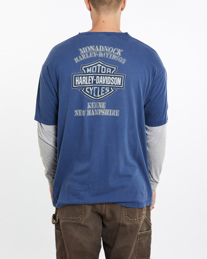 Vintage, Harley, Davidson, Long, Sleeve, Tee, The Real Deal, size extra large, colour Blue, newtown, sydney, australia, thrift store, opshop, preloved, secondhand, sustainable, retro, antique, 70s, 80s, 90s, 2000s, 00s, fashion, clothing, streetwear, trendy, garment, style, boutique, store, shop, archive, sale, cheap, best, top, T-Shirts