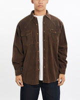Vintage, Wrangler, Corduroy, Button, Up, Shirt, The Real Deal, size large, colour Brown, newtown, sydney, australia, thrift store, opshop, preloved, secondhand, sustainable, retro, antique, 70s, 80s, 90s, 2000s, 00s, fashion, clothing, streetwear, trendy, garment, style, boutique, store, shop, archive, sale, cheap, best, top, Shirts