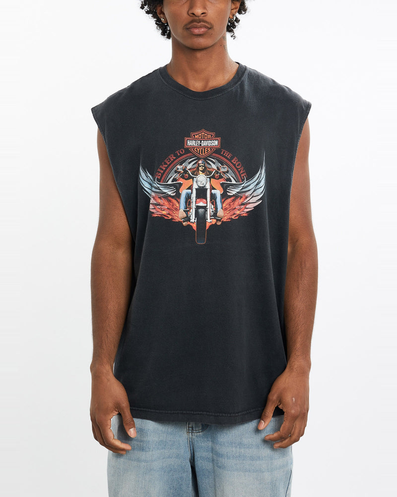 Vintage, 90s, Harley, Davidson, Tank, The Real Deal, size large, colour Black, newtown, sydney, australia, thrift store, opshop, preloved, secondhand, sustainable, retro, antique, 70s, 80s, 90s, 2000s, 00s, fashion, clothing, streetwear, trendy, garment, style, boutique, store, shop, archive, sale, cheap, best, top, T-Shirts