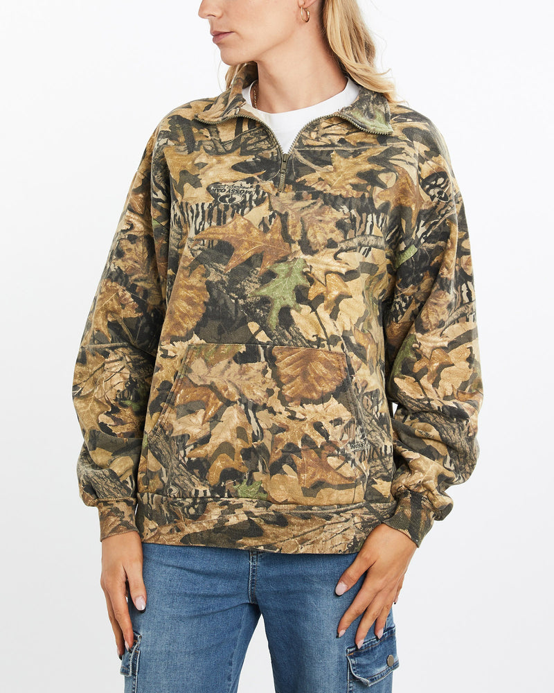Vintage, 90s, Realtree, Camo, Quarter, Zip, Sweatshirt, The Real Deal, size medium, colour Green, newtown, sydney, australia, thrift store, opshop, preloved, secondhand, sustainable, retro, antique, 70s, 80s, 90s, 2000s, 00s, fashion, clothing, streetwear, trendy, garment, style, boutique, store, shop, archive, sale, cheap, best, top, Sweats and hoodies